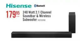 The Brick Hisense 2.1 CH Dolby Audio DTS Virtual:X Soundbar with Wireless 240W Subwoofer (HS2100) offer