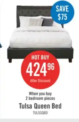 The Brick Tulsa Upholstered Platform Bed in Grey Vegan-Leather Fabric, Button Tufted - Queen Size offer