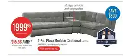 The Brick Scott Living Plaza Modular 4-Piece Fabric Sectional with Storage Console and Dual Cupholders - Grey offer