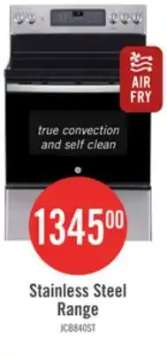 The Brick GE 5 Cu. Ft. Electric Range with True European Convection and Air Fry - Stainless Steel - JCB840STSS offer