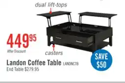 The Brick Landon 48 Modern Lift Top Coffee Table With Storage, Shelf and Casters - Dark Brown offer
