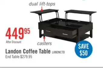 The Brick Landon 48 Modern Lift Top Coffee Table With Storage, Shelf and Casters - Dark Brown offer