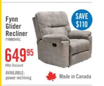 The Brick Made in Canada Fynn 40 Chenille Fabric Glider Reclining Chair - Dove Grey offer