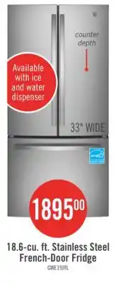 The Brick GE 33 18.6 Cu. Ft. French-Door Refrigerator - Stainless Steel Fingerprint Resistant - GWE19JYLFS offer
