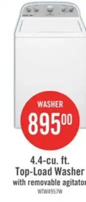 The Brick Whirlpool 4.4 Cu. Ft. Top-Load Washer - White - WTW4957PW offer