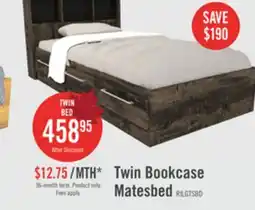 The Brick Riley Mates Bed with Bookcase Headboard Set for Kids, Made in Canada, Grey - Twin Size offer
