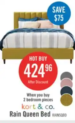 The Brick Kort & Co. Rain Upholstered Platform Bed in Green Fabric, Tufted - Queen Size offer