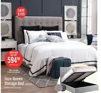 The Brick Jace Upholstered Storage Platform Bed in Taupe Fabric, Tufted - Queen Size offer