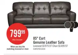The Brick Curt 85 Genuine Leather Sofa with Button Tufting - Grey offer
