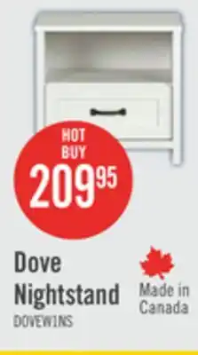 The Brick Dove Bedside 1-Drawer Nightstand, 23.8W x 22.5H, Made in Canada - White offer