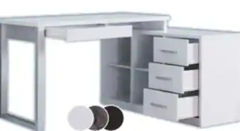 The Brick Owen 55 Reversible Corner Office Desk with 4-Drawers & Cubbies - White offer