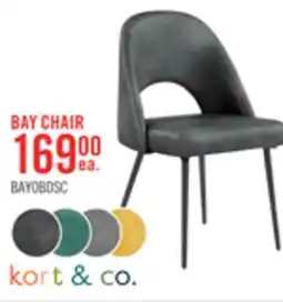 The Brick Kort & Co. Bay Dining Chair with Vegan Leather Fabric, Metal - Charcoal offer