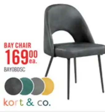 The Brick Kort & Co. Bay Dining Chair with Vegan Leather Fabric, Metal - Charcoal offer