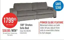 The Brick Stratus 108 Faux Fur Fabric Full-Size Sofa Bed with Power Sliding - Fog Grey offer