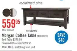 The Brick Morgan 48 Rustic Coffee Table With Storage, Shelf and Casters - Dark Brown with Reclaimed Wood offer