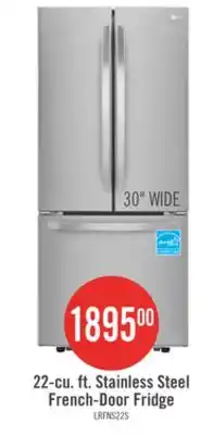 The Brick LG 30 22 Cu. Ft. French-Door Refrigerator - Smudge Proof Stainless Steel - LRFNS2200S offer