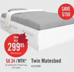The Brick Riley Mates Bed with 3-Drawer Storage for Kids, Made in Canada, White - Twin Size offer