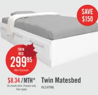 The Brick Riley Mates Bed with 3-Drawer Storage for Kids, Made in Canada, White - Twin Size offer
