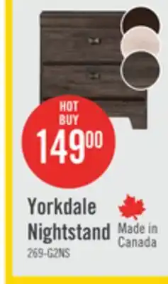 The Brick Yorkdale Bedside Nightstand with 2 Drawers, 23.5W x 24.7H Grey offer
