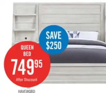 The Brick Haven Panel Bed with Headboard & Frame, White - Queen Size offer