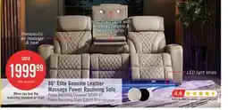 The Brick Elite 86 Genuine Leather Massage Power Reclining Sofa with Power Headrests and Storage Arms - Grey offer