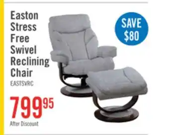 The Brick Easton 33.5 Chenille Fabric Stress Free Swivel Reclining Chair with Footrest - Silver Grey offer