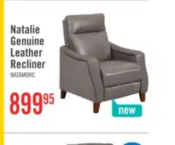 The Brick Natalie 32.5 Top-Grain Genuine Leather Pushback Reclining Chair with Wood Legs - Grey offer