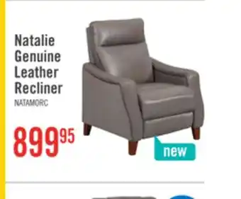 The Brick Natalie 32.5 Top-Grain Genuine Leather Pushback Reclining Chair with Wood Legs - Grey offer