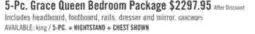 The Brick Grace 5pc Bedroom Set with Bed, Dresser & Mirror, Wooden, Fabric, Antique White - Queen Size offer