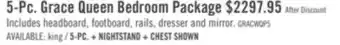 The Brick Grace 5pc Bedroom Set with Bed, Dresser & Mirror, Wooden, Fabric, Antique White - Queen Size offer