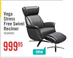 The Brick Vega 29.5 Faux Leather Stress Free Swivel Reclining Chair with Footrest and Aluminum Legs - Grey offer