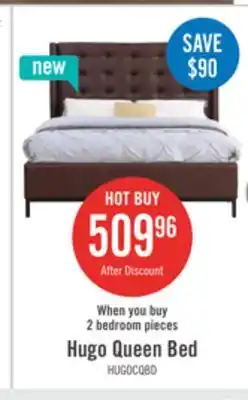The Brick Hugo Upholstered Platform Bed in Brown Vegan-Leather Fabric, Tufted - Queen Size offer