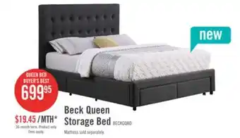 The Brick Beck Upholstered Storage Bed in Dark Grey Fabric, Button Tufted - Queen Size offer