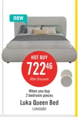 The Brick Luka Upholstered Platform Bed in Grey Polyester Fabric, Modern - Queen Size offer