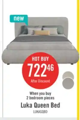 The Brick Luka Upholstered Platform Bed in Grey Polyester Fabric, Modern - Queen Size offer