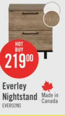 The Brick Everley Bedside 2-Drawer Nightstand with USB Ports, 19.5W x 22.5- Brown offer