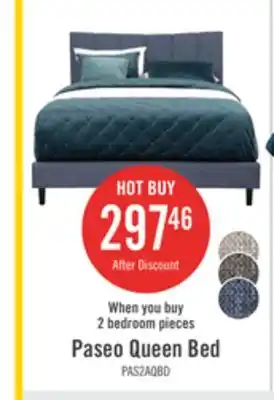 The Brick Paseo Upholstered Platform Bed in Navy Fabric - Queen Size offer