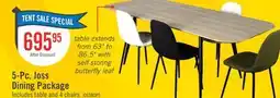 The Brick Joss 5pc Dining Set with Table & 4 Chairs - 63-86.5W Butterfly Extension, Metal - Natural/Black offer
