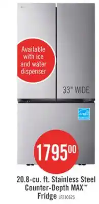 The Brick LG 33 21 Cu. Ft. French-Door Counter-Depth MAX Refrigerator - Smudge Proof Stainless Steel - LF21C offer