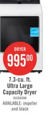 The Brick LG 7.3 Cu. Ft. Electric Dryer - White - DLE8400WE offer