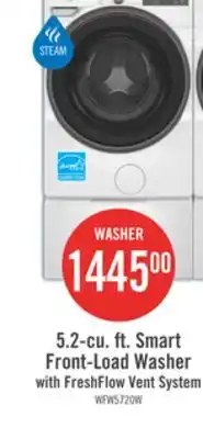 The Brick Whirlpool 5.2 Cu. Ft. Smart Front-Load Washer with FreshFlow Vent System - White - WFW5720RW offer