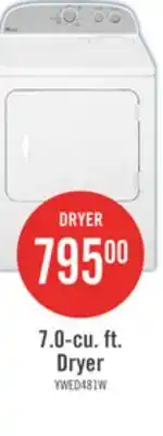 The Brick Whirlpool 7 Cu. Ft. Electric Dryer - White - YWED4815EW offer