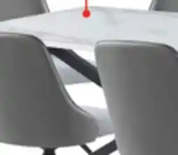 The Brick Bari 7pc Dining Set with Table & 6 Grey Swivel Chairs, Marble-Look Ceramic Top, Metal, 63W offer