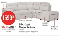 The Brick Coast 3-Piece Right-Facing Fabric Sleeper Sectional with Storage and Ottoman - Ivory White offer