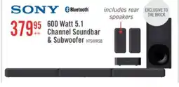 The Brick SONY 5.1 CH Dolby Digital Soundbar with Subwoofer and Wireless Rear Speakers (HTS40R) offer