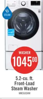 The Brick LG 5.2 Cu. Ft. Smart Front-Load High-Efficiency Steam Washer - White - Stackable - WM3600HWA offer