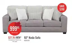 The Brick Made in Canada Koda 92 Chenille and Faux Fur Fabric Sofa with Removable Cushions - Plush Paloma Grey offer