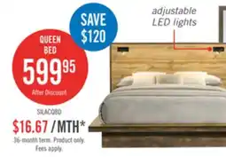 The Brick Silas Platform Bed with Headboard & Frame, LED, Rustic Brown - Queen Size offer
