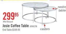 The Brick Josie 36 Glam Round Glass Top Nesting Coffee Tables - Grey Marble Look with Metal Legs offer