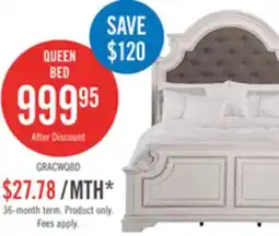 The Brick Grace Panel Bed with Headboard & Frame, Wooden, Fabric, Antique White - Queen Size offer